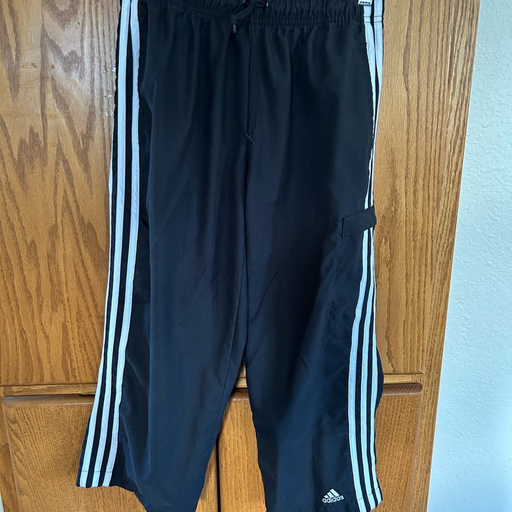 Adidas Black Sweatpants with Signature Stripes